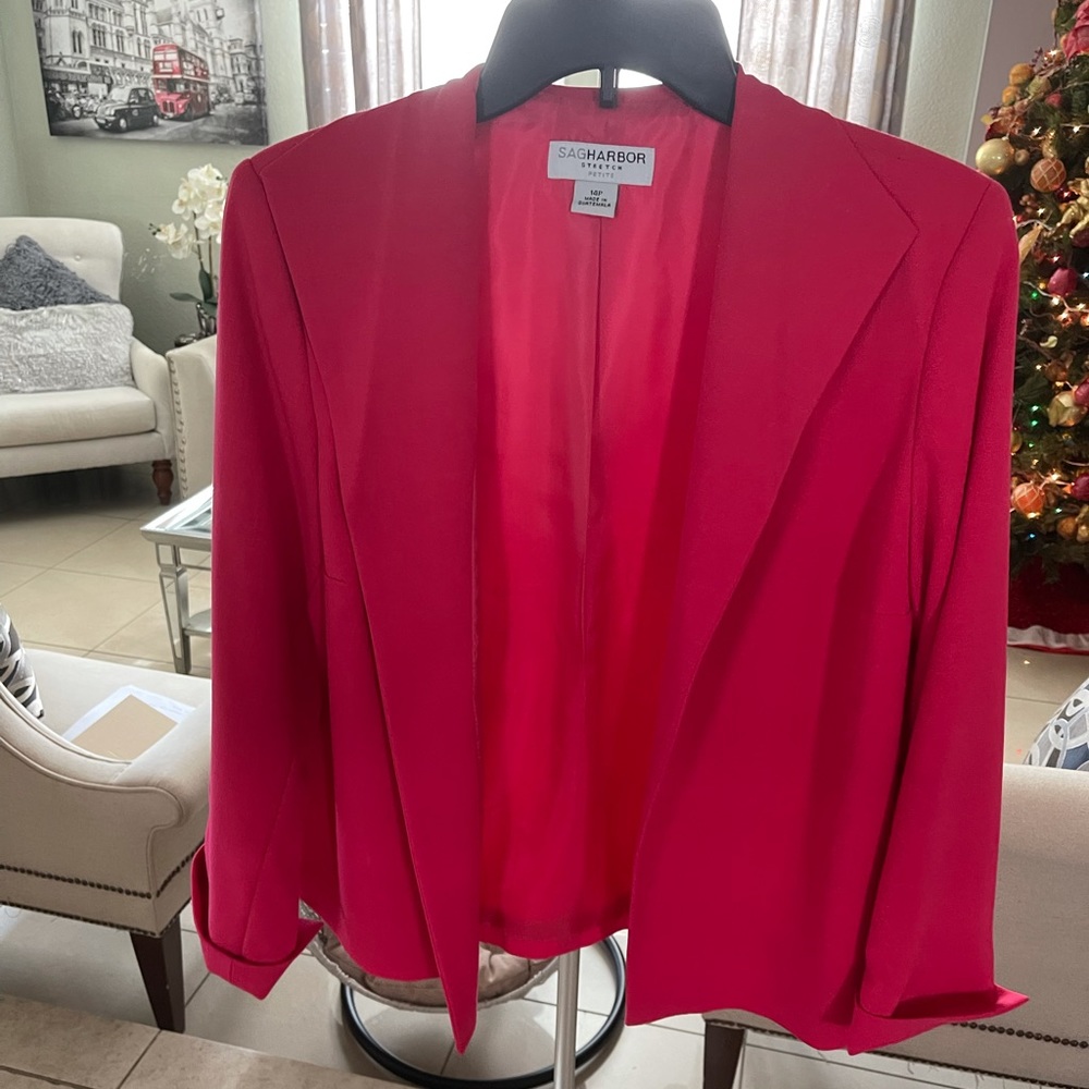 I don’t wear it often. Sagharbor pinkish red blazer